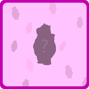 Quadrado rosa, que simboliza um item do jogo da memória por virar. No centro encontra-se a silhueta de um urso.